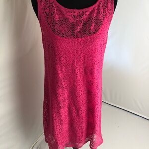 Laundry by Design hot pink lace overlay dress 12